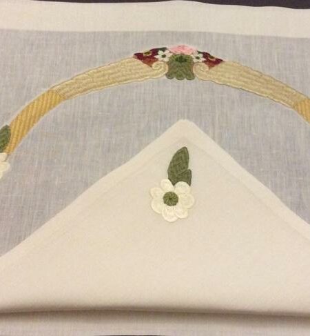 Souvenirs d’enfance brodés sur ces sets de table ….